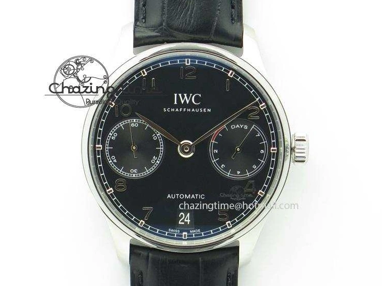 MIROTIME 0412 Practical Portuguese Real PR IW500109 ZF 1:1 Best Edition Black Dial On Black Leather Strap A52010 V 7308